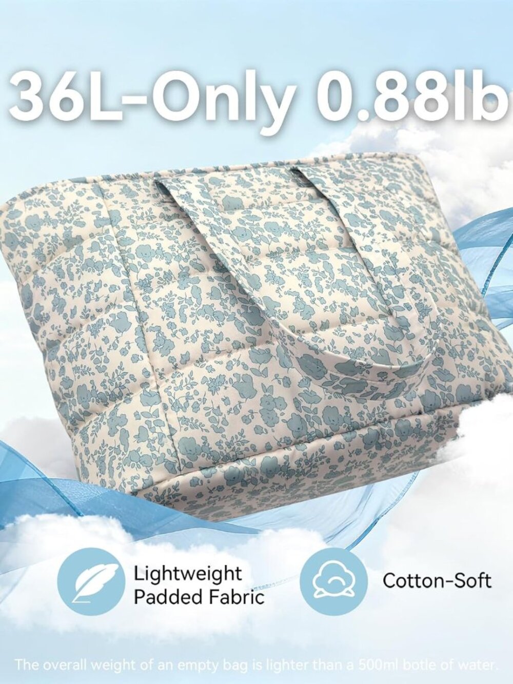 Puffer Tote Bag with Pouch, Women's Lightweight Quilted Shoulder Bag, 15.6"/17.3 - Picture 4 of 8